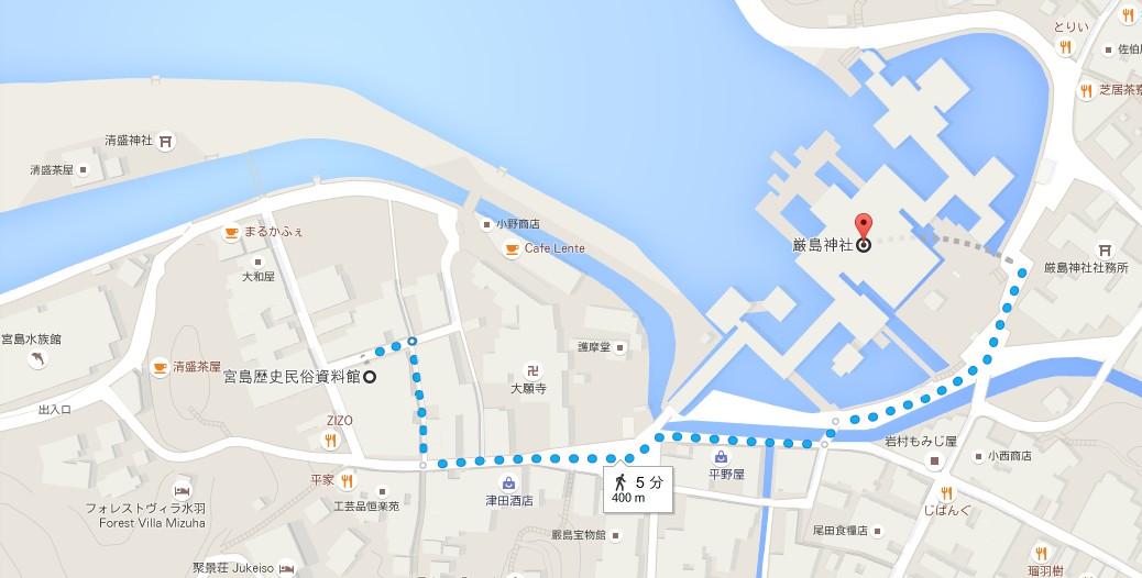 厳島神社から宮島水族館までの徒歩でのアクセス・行き方 (2)
